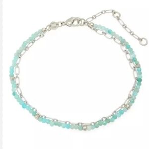 NWT KENDRA SCOTT Camry Beaded Bracelet In Teal Amazonite & Rhodium